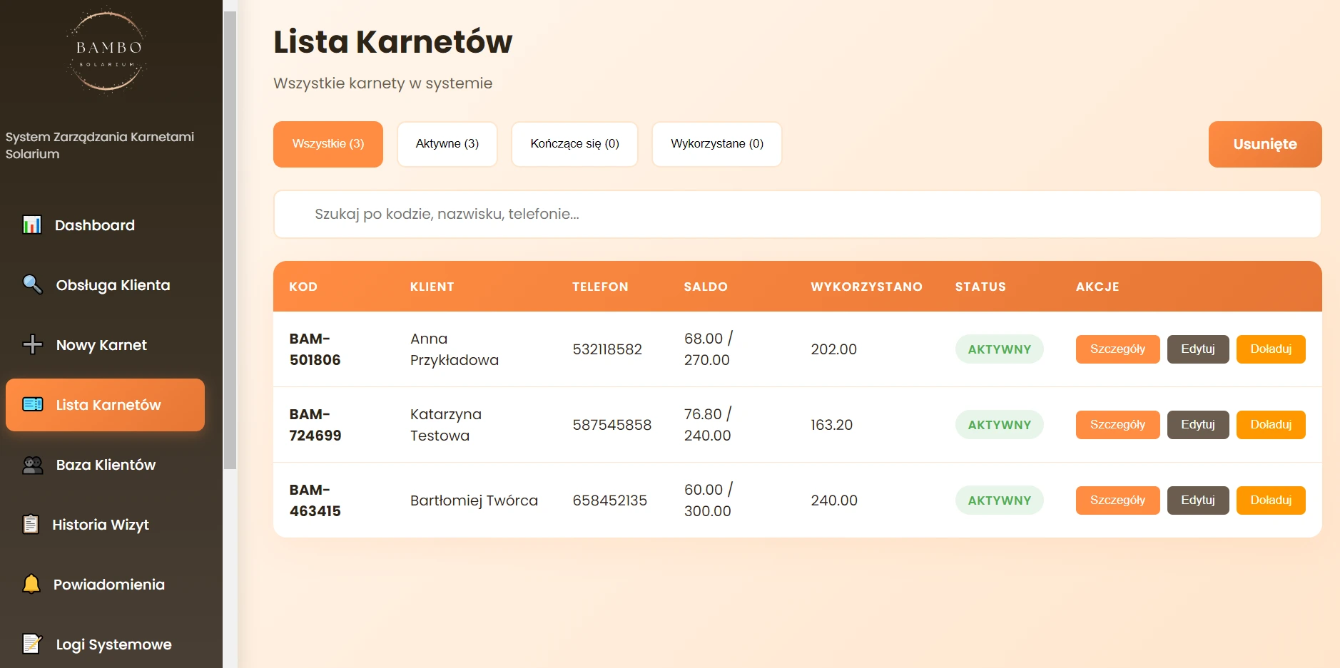 BAMBO Solarium - System zarządzania salonem - zdjęcie 2